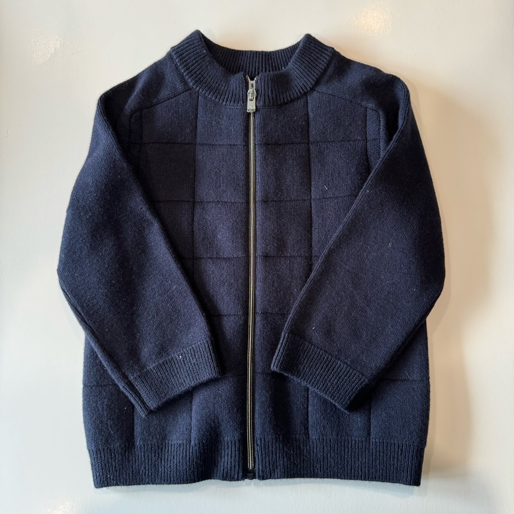 NWT Jacadi Wool Blended Boys Zip Up Sweater 24M